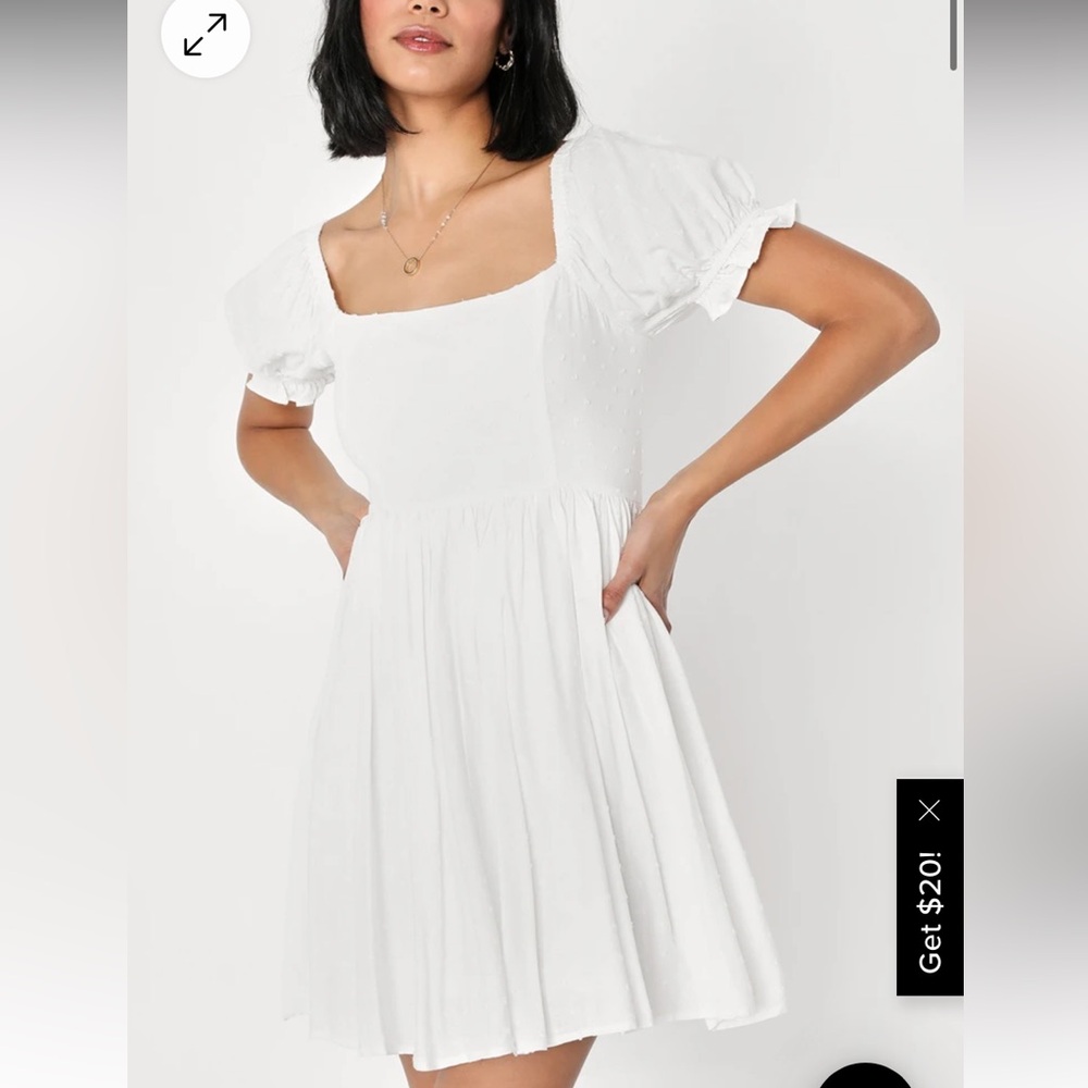 Positano Poise White Puff Sleeve Swiss Dot Mini Dress - Lulus. Bridal events